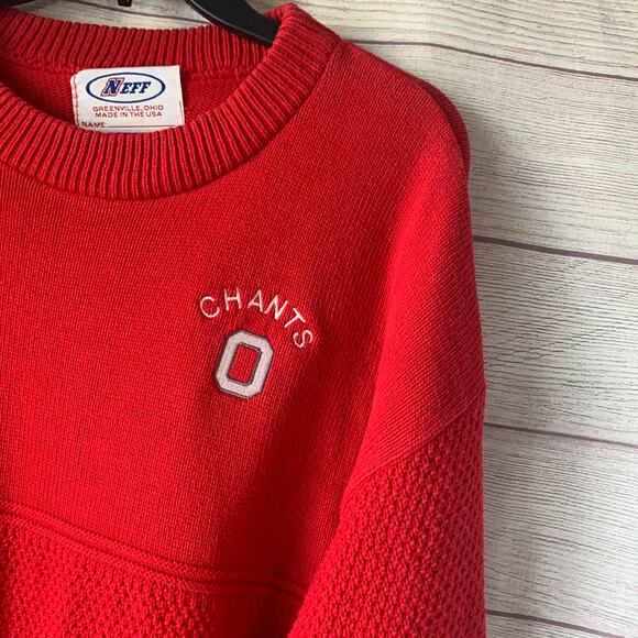 Vintage NEFF Red Chants Men's Knit Sweater Y2K Crew Neck Cotton - Picture 14 of 15